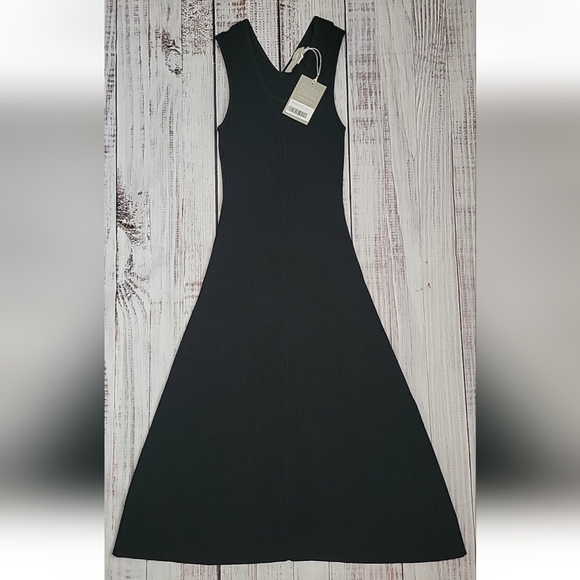 Everlane The Ribbed Midi Dress Black Viscose Sleeveless Tank Small NEW NWT - Picture 3 of 9